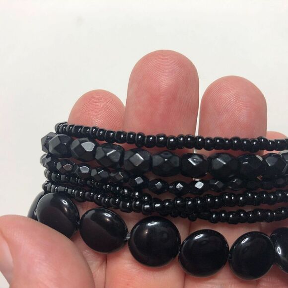 105 Premier designs beaded multi strand layered bracelet BLACK 7.5" to 8.5"* - Picture 3 of 4